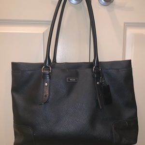Black Tumi leather tote